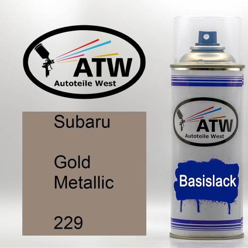 Subaru, Gold Metallic, 229: 400ml Sprühdose, von ATW Autoteile West.